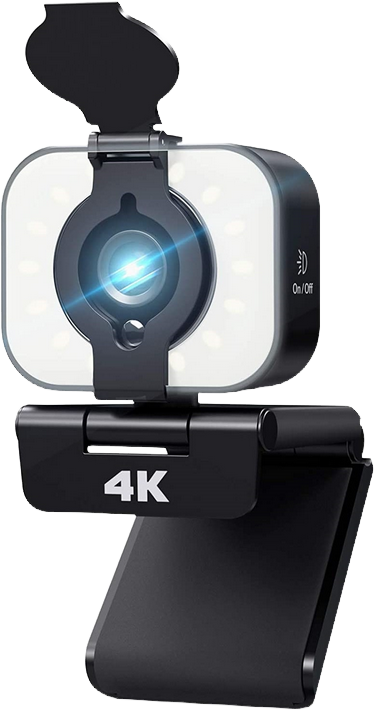 Camera web pentru computer Full HD, 4K Full-HD cu led, Rotatie 360°, USB 2.0, Negru