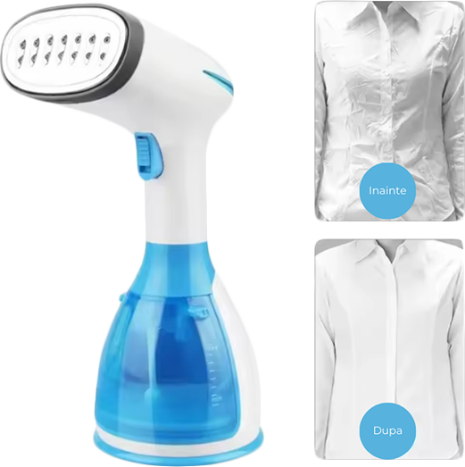 Aparat de calcat vertical cu aburi, portabil, incalzire rapida, 280 ml, 220V, 18g/min, Albastru
